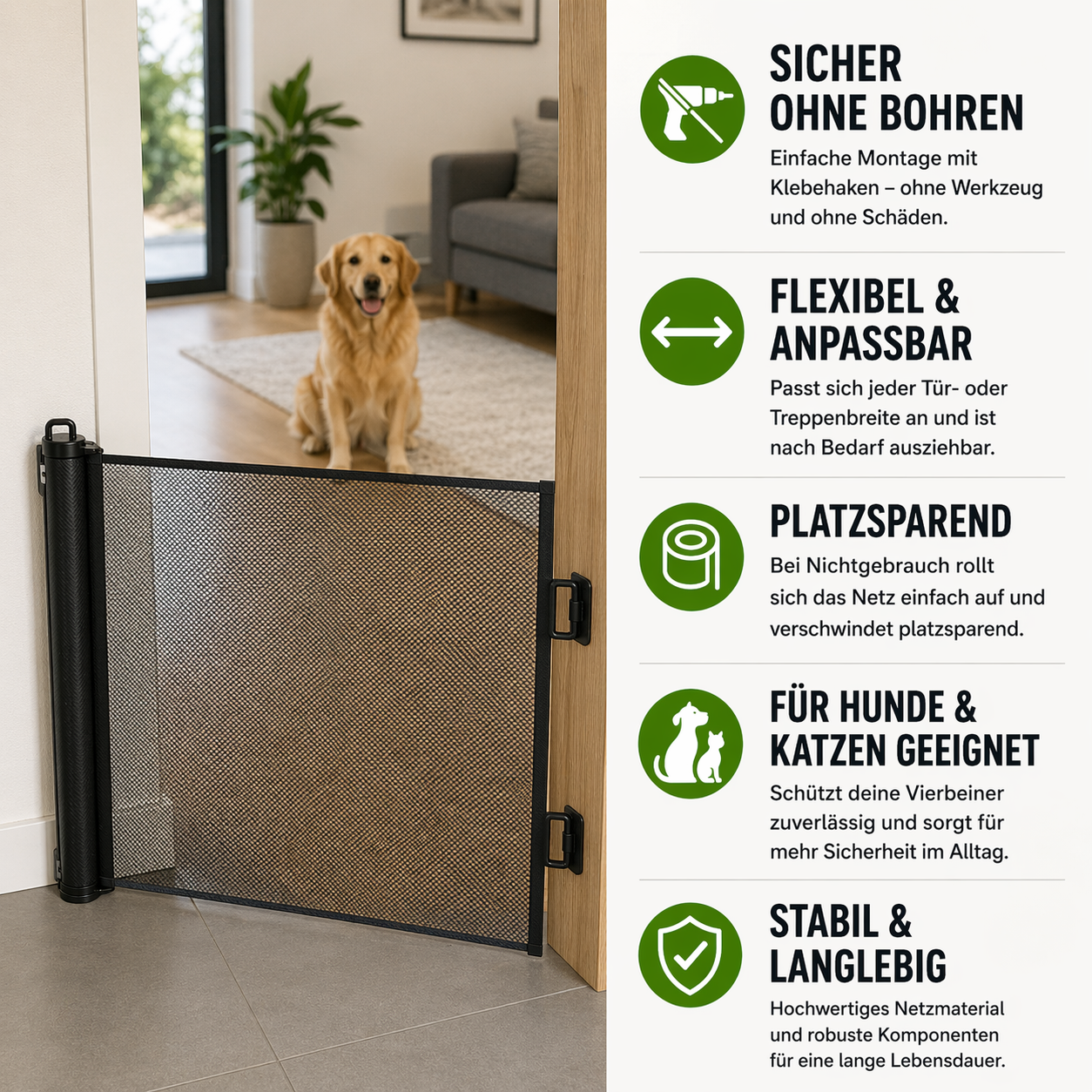 Flexibles Haustier-Sicherheitsnetz für Tür & Treppe