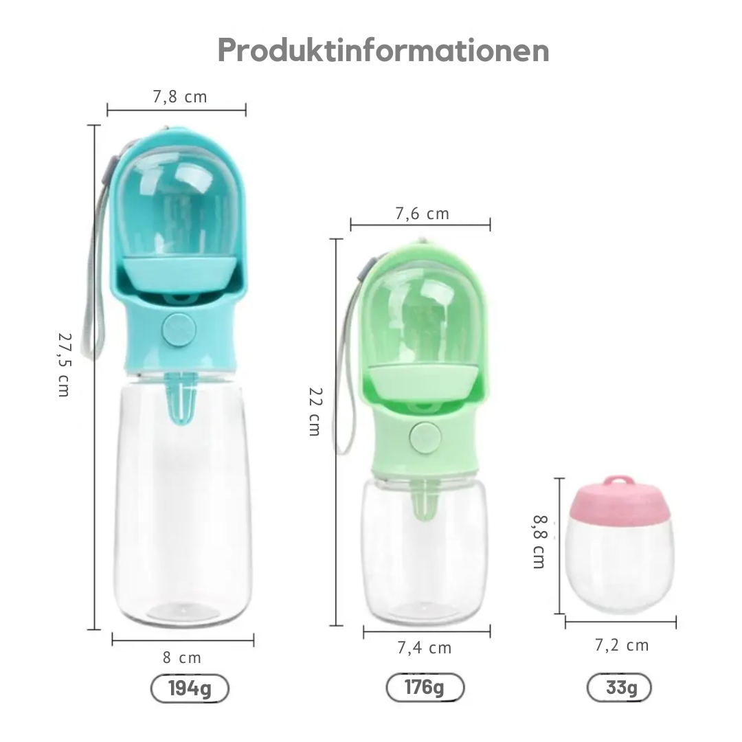 2in1 Wasser- & Futterflasche für Haustiere – Auslaufsicher & smart