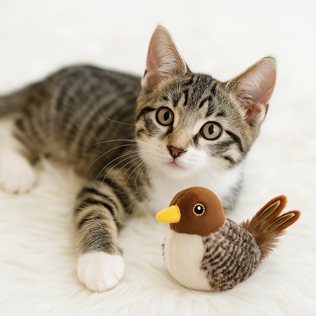 Zwitscherndes Vogelspielzeug – für neugierige Katze 🐱🐦