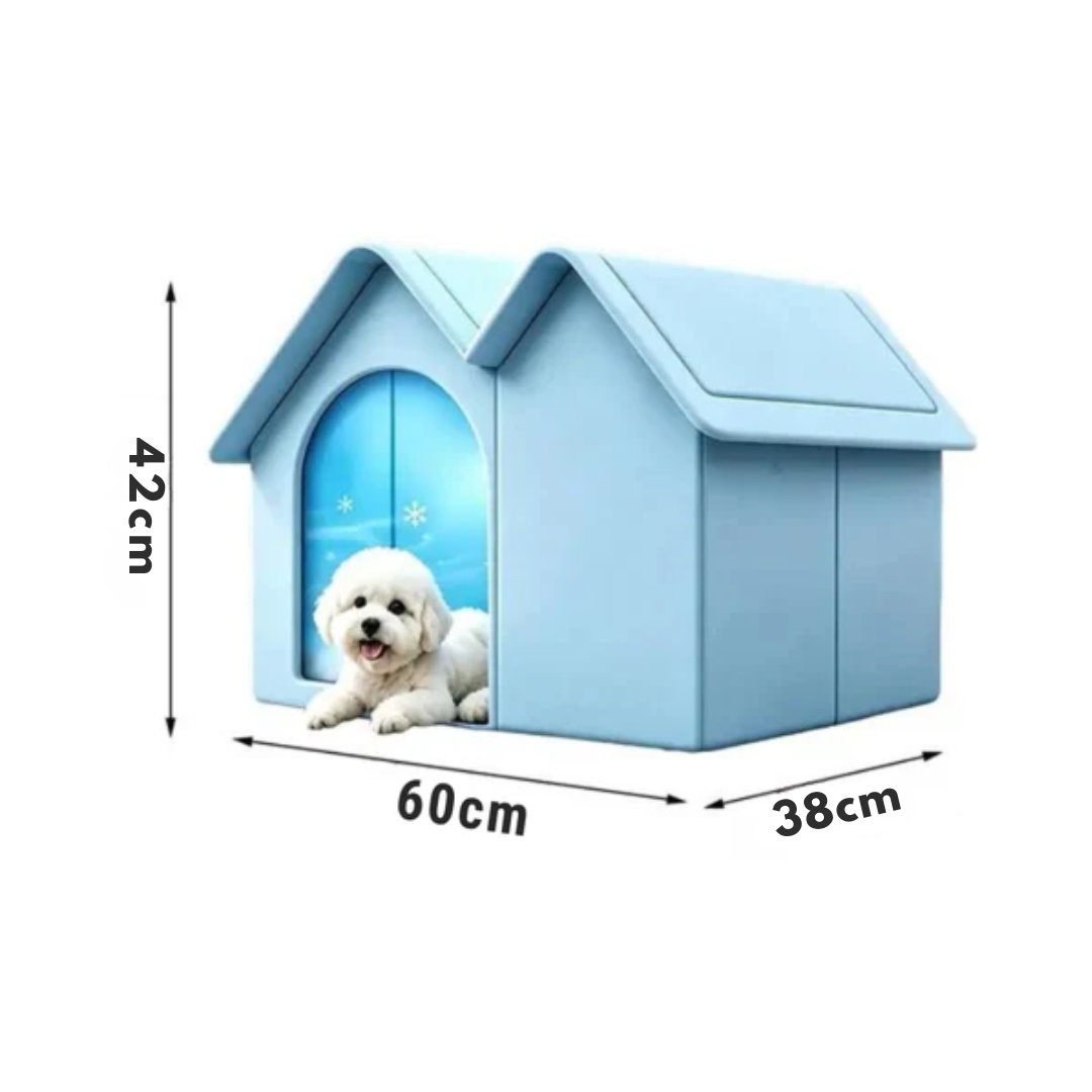 Isoliertes Kühlhaus für Hunde und Katzen Blau Doppeldach