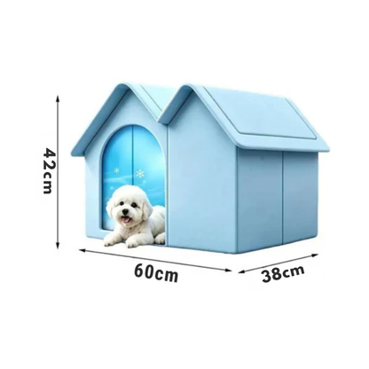 Isoliertes Kühlhaus für Hunde und Katzen Blau Doppeldach