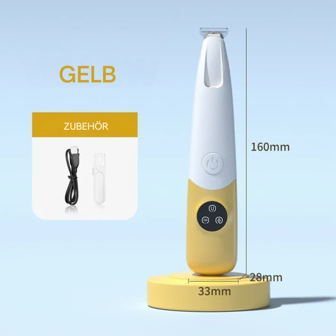 Kabelloser Haustier-Trimmer mit LED-Licht Gelb