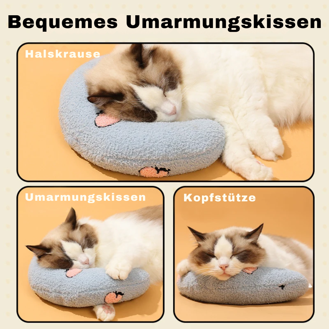 U-förmiges Kuschelkissen für Hunde und Katzen – weicher Schlaf- und Nackenkomfort