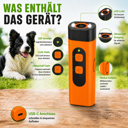 Wasserdichter Hunde-Ultraschalltrainer mit 3 Frequenzen und LED