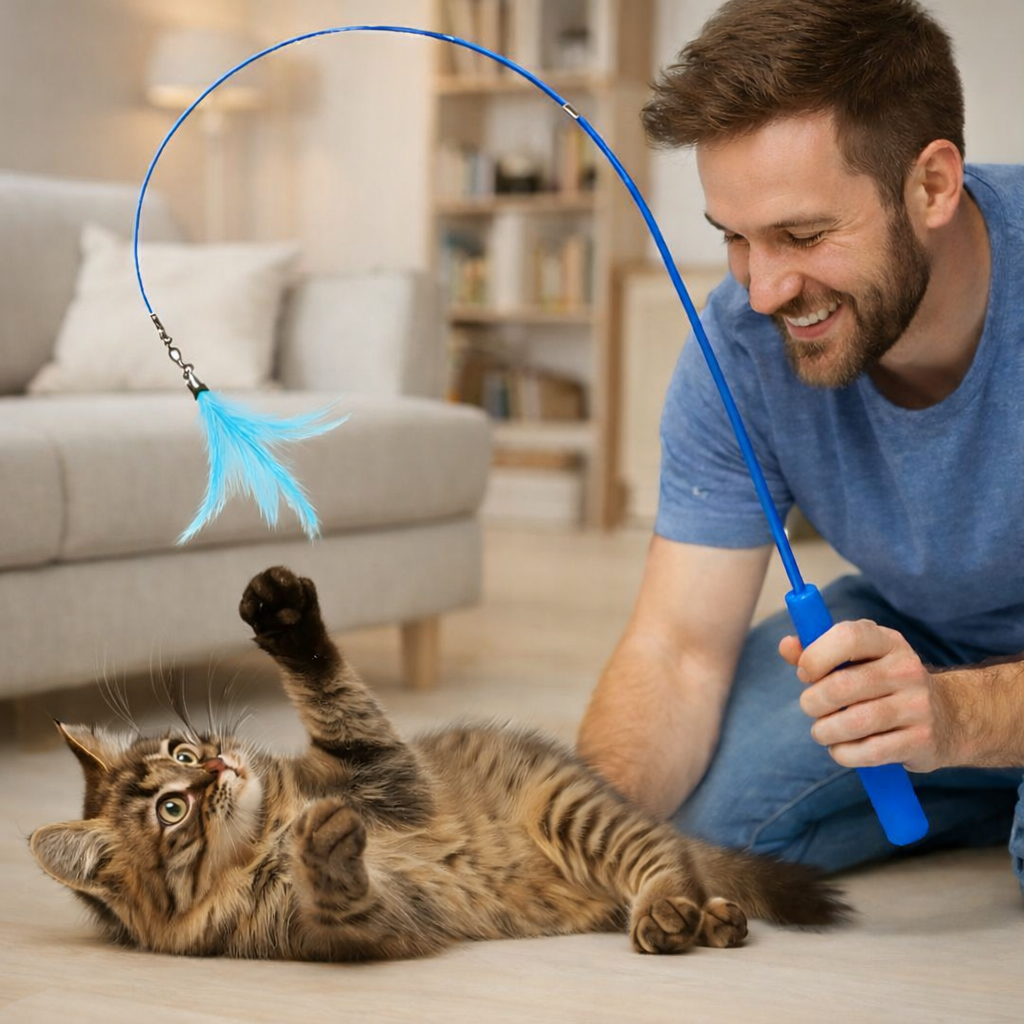 Katzen-Federspielzeug mit Zauberstab