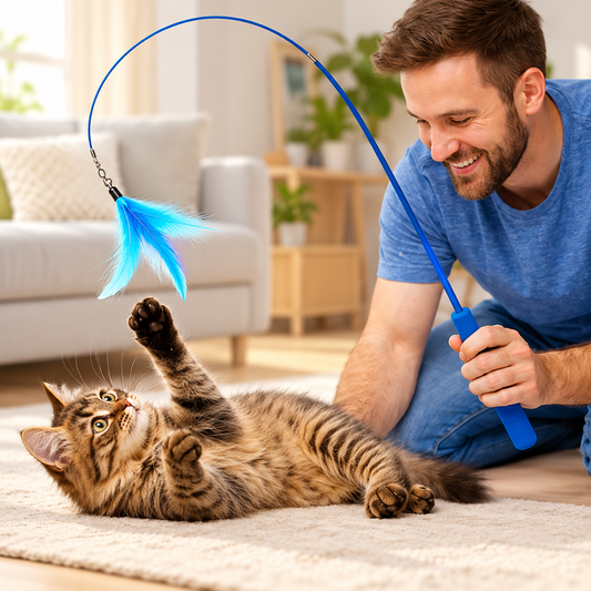 Katzen-Federspielzeug mit Zauberstab