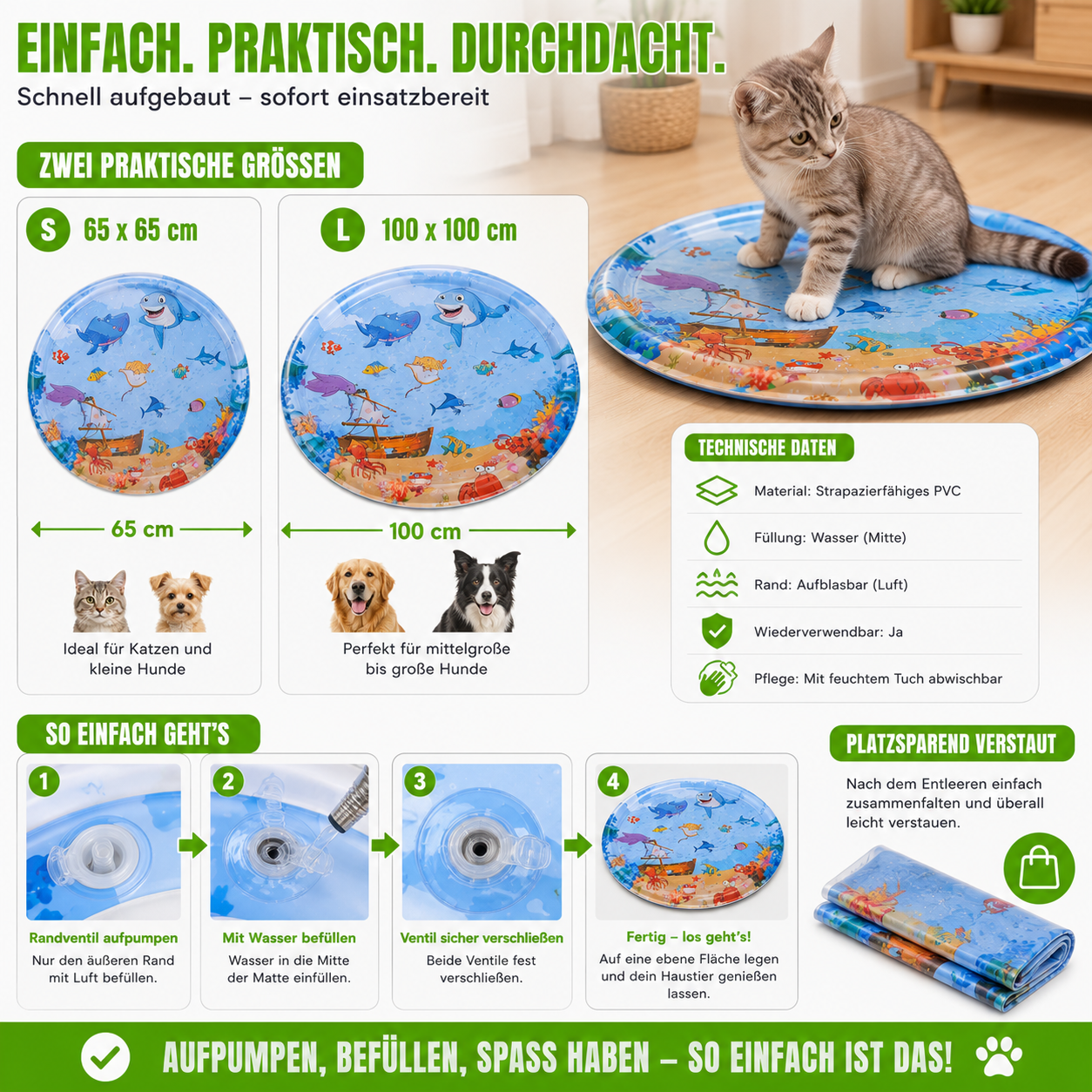 Erfrischende Wassermatte für Haustiere