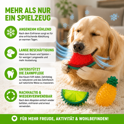 Gefrierbares Hundespielzeug im Frucht-Design