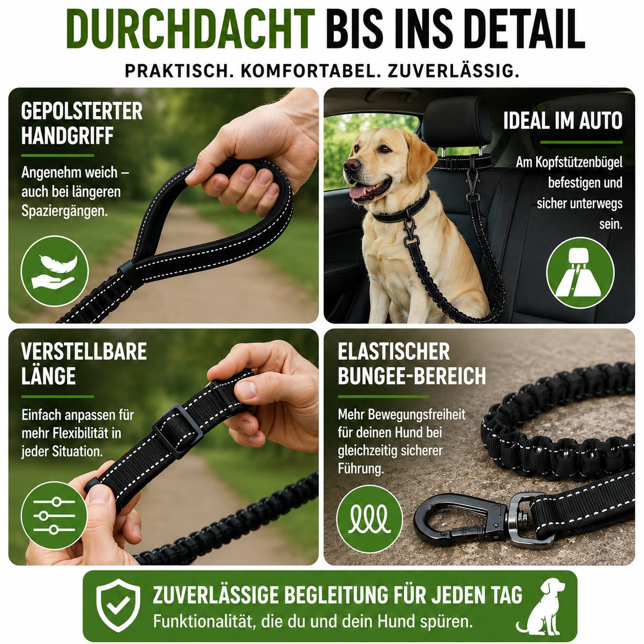 Stoßdämpfende Premium Hundeleine