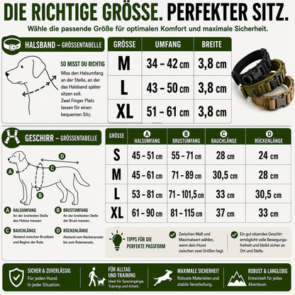 6 in 1 Komplettes Militär Hundegeschirr und Leinen-Set für Training und Spaziergänge