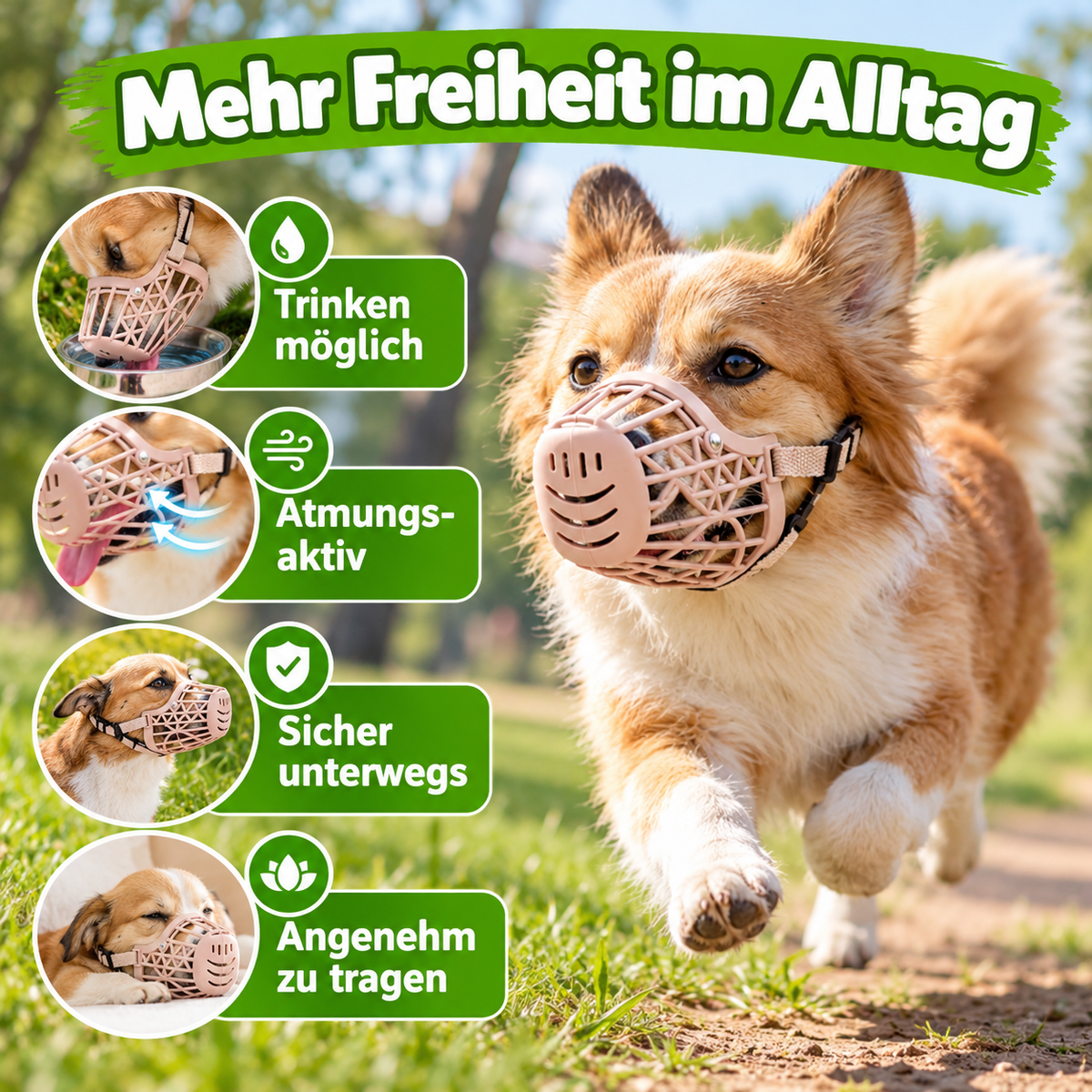 Atmungsaktiver Hundemaulkorb mit Komfortpassform