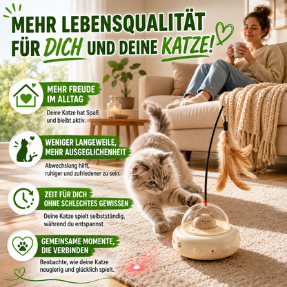Smartes Katzen Spielzeug mit LED Laser & Feder