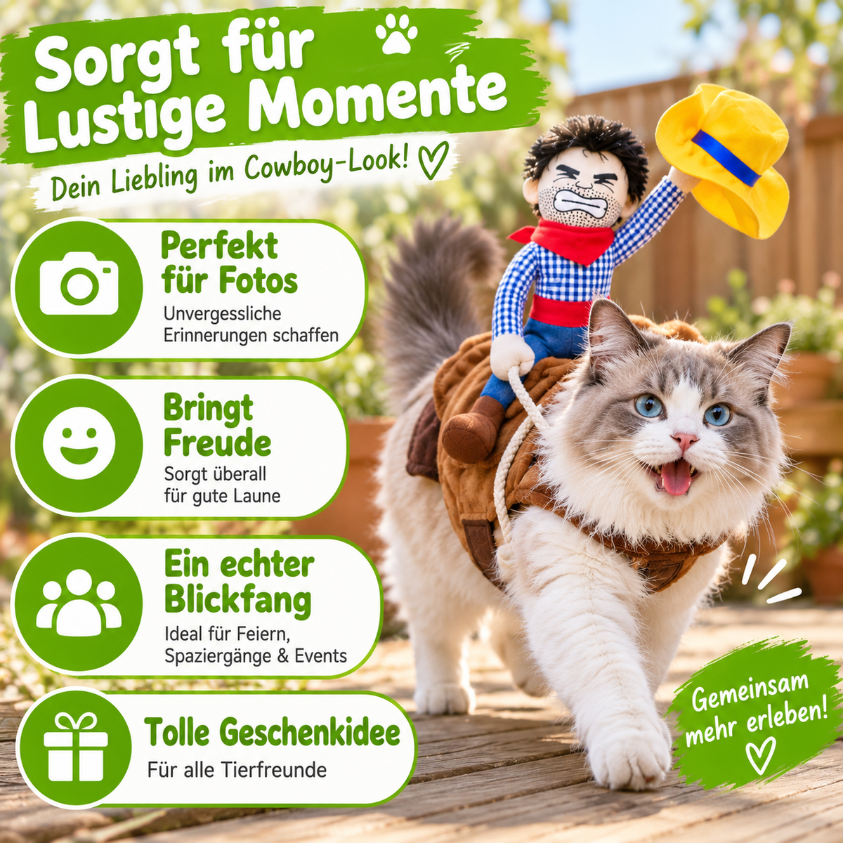 Cowboy-Kostüm für Hunde & Katzen mit Reiterfigur