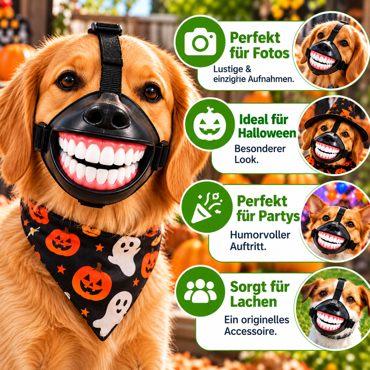 Lustiger Hunde-Maulkorb mit Grinsezähnen