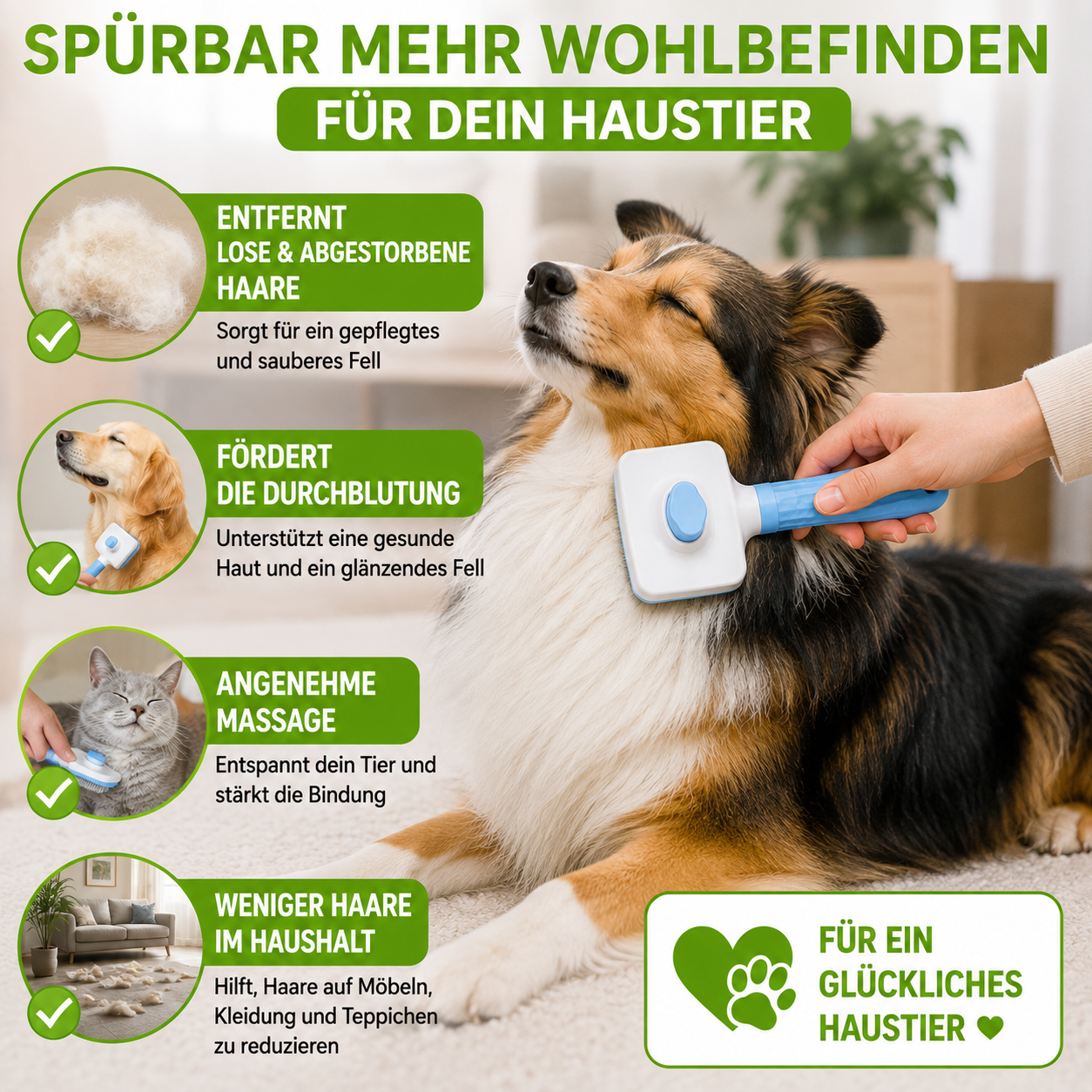 2-in-1 Selbstreinigende Fellbürste für Hunde & Katzen