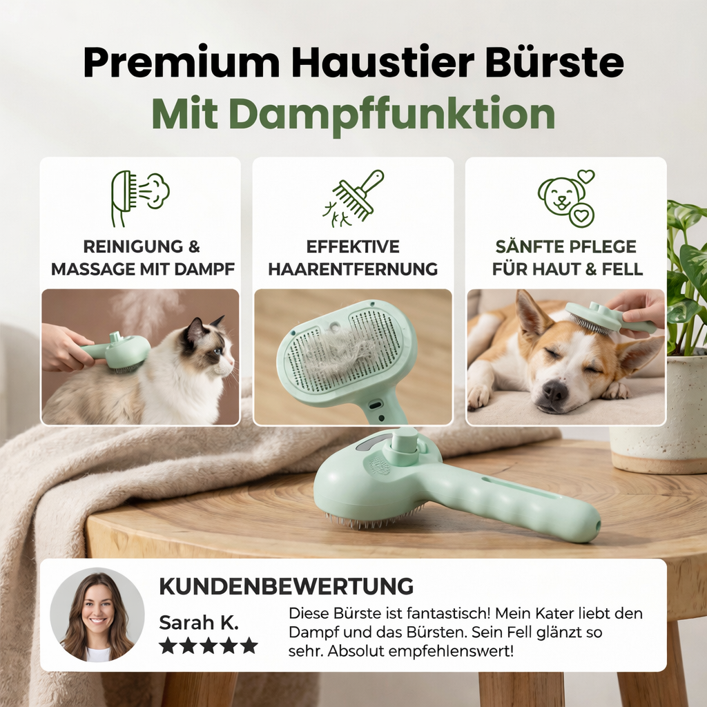 Premium Haustierbürste mit Dampffunktion