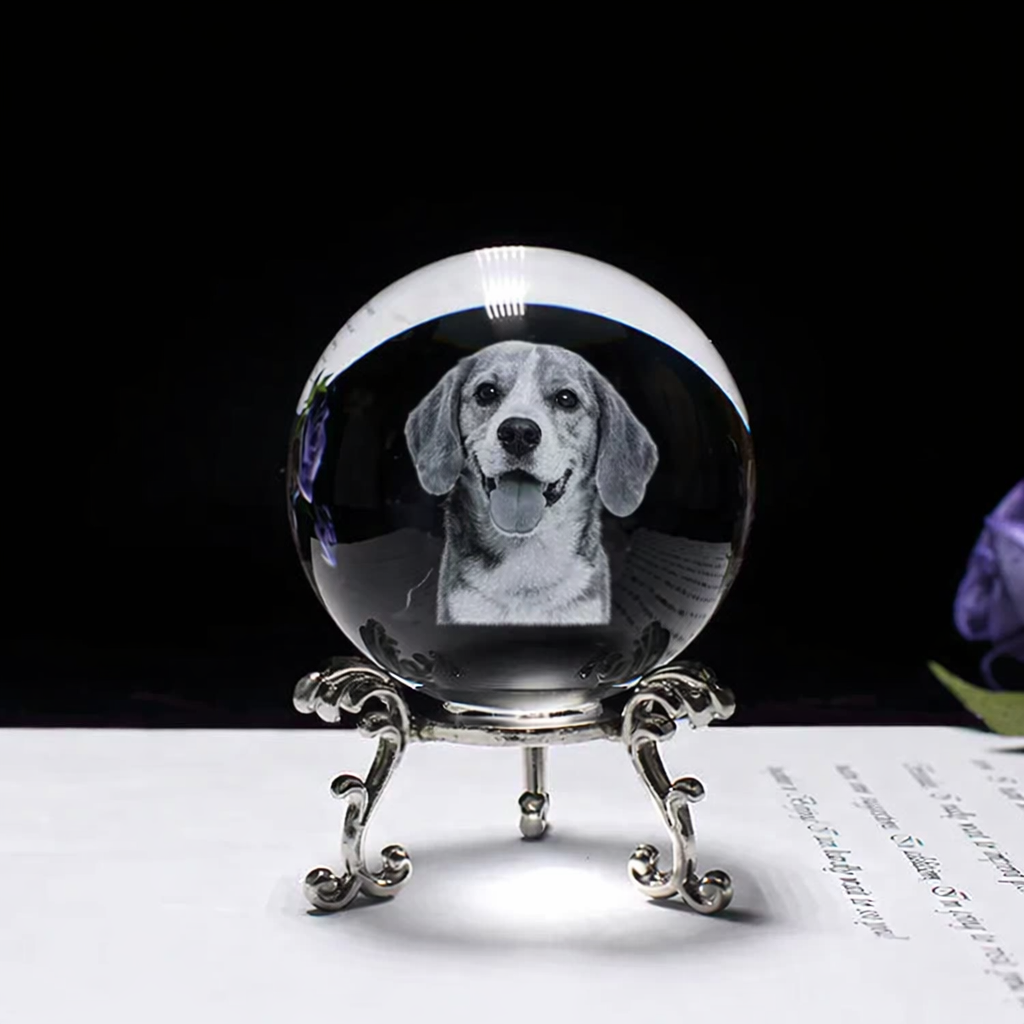 Personalisierte Kristallkugel mit Haustierfoto & LED-Sockel
