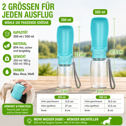 Faltbare Hunde Trinkflasche für unterwegs