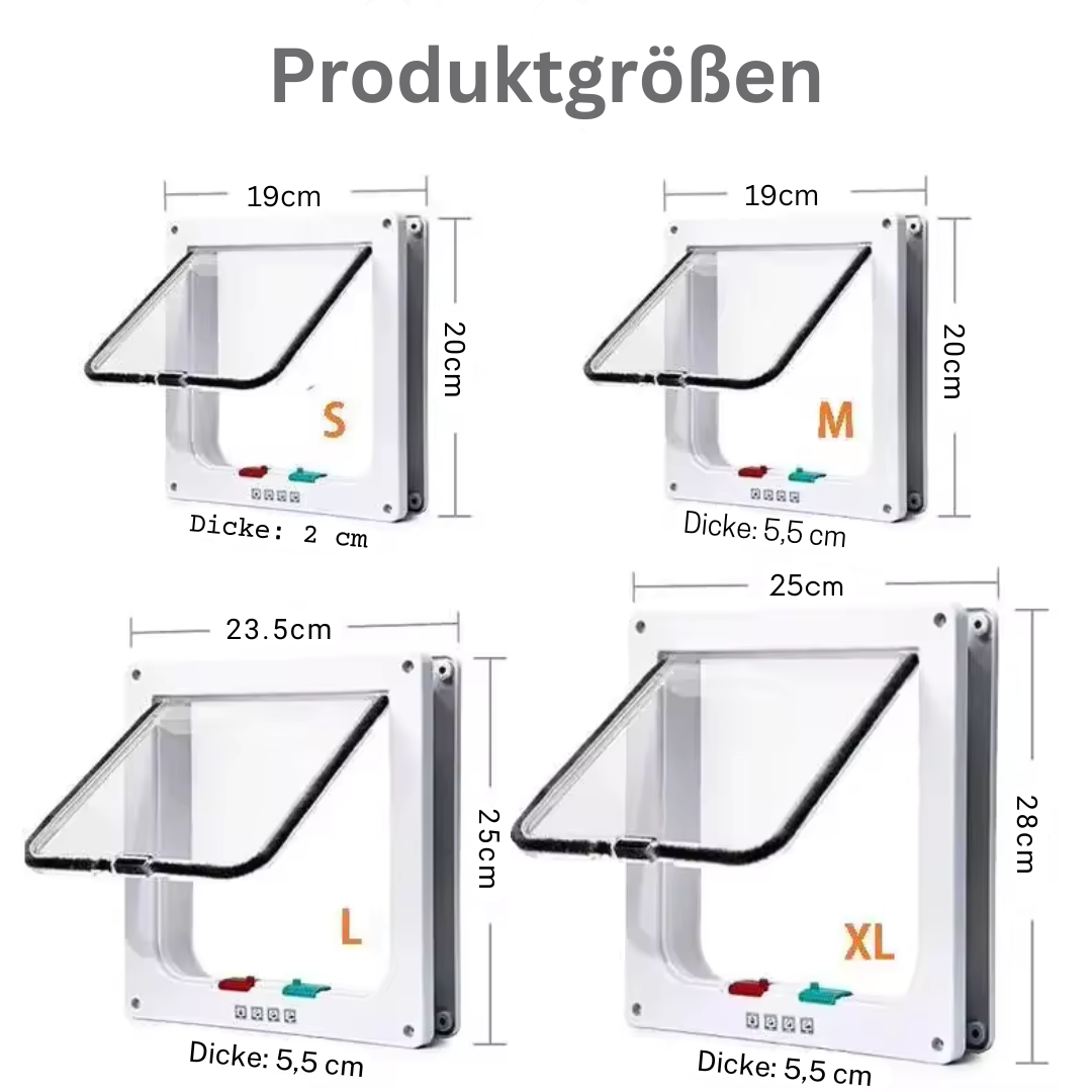 4-Wege Katzen- & Hundeklappe – Sichere Haustier-Tür für Zuhause