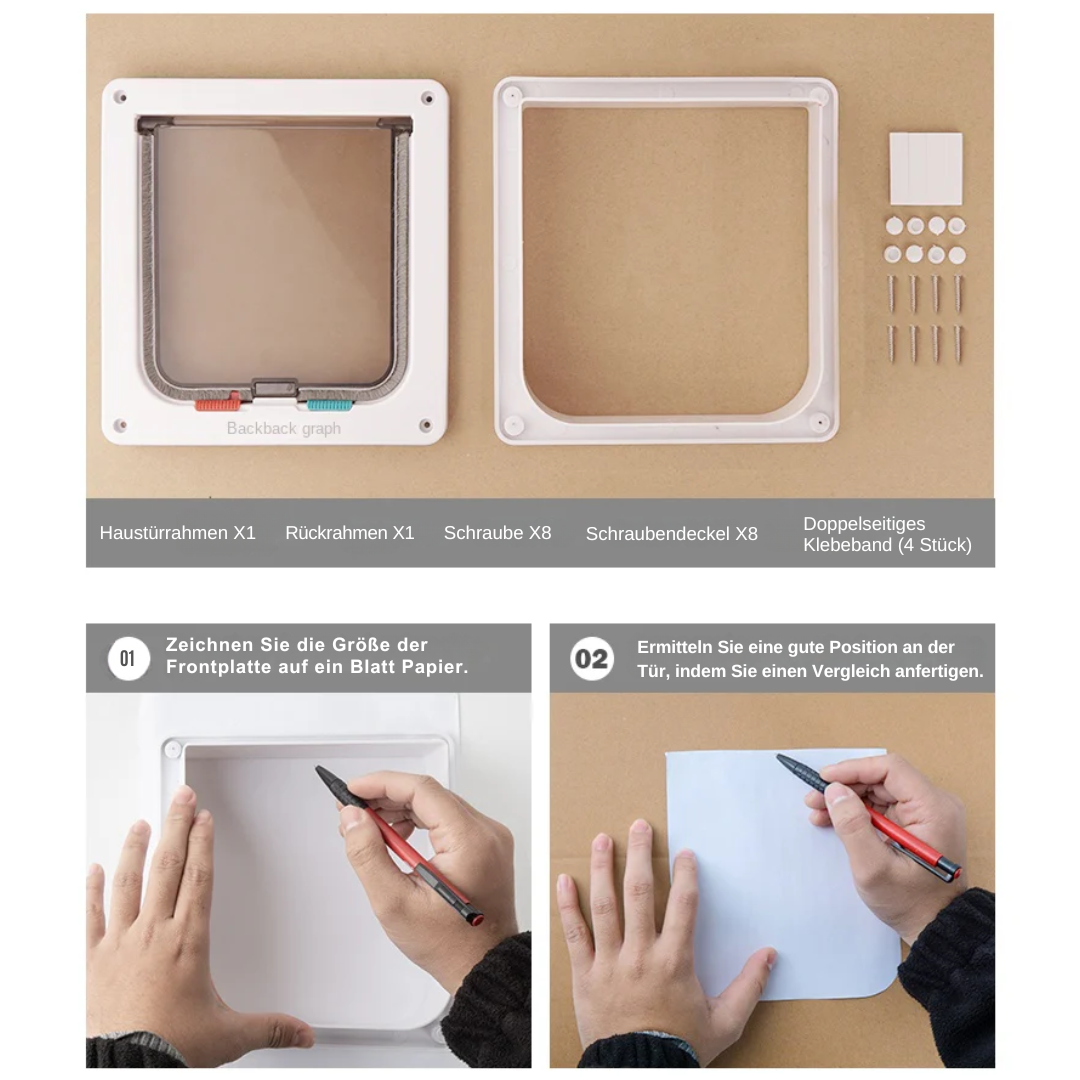 4-Wege Katzen- & Hundeklappe – Sichere Haustier-Tür für Zuhause