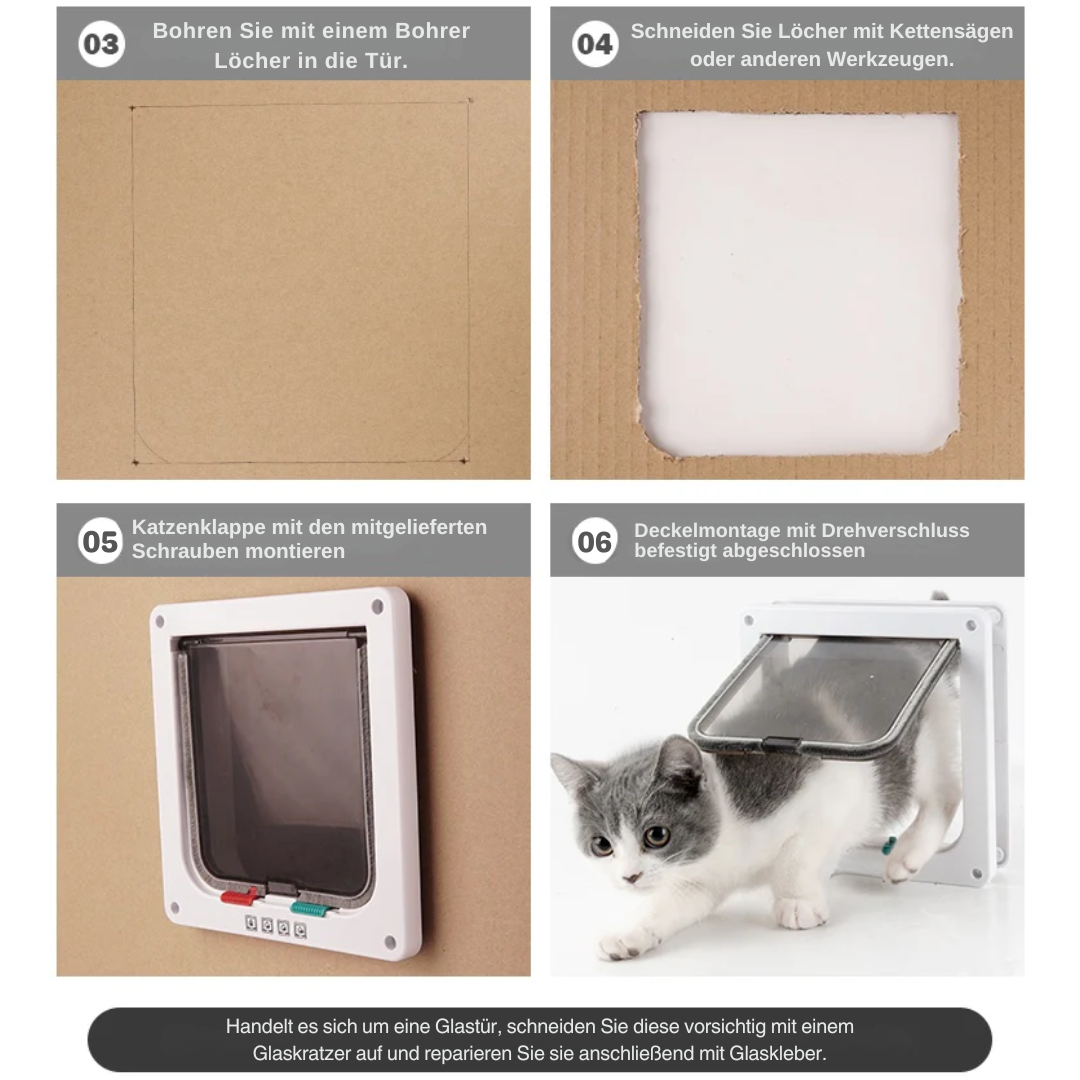 4-Wege Katzen- & Hundeklappe – Sichere Haustier-Tür für Zuhause