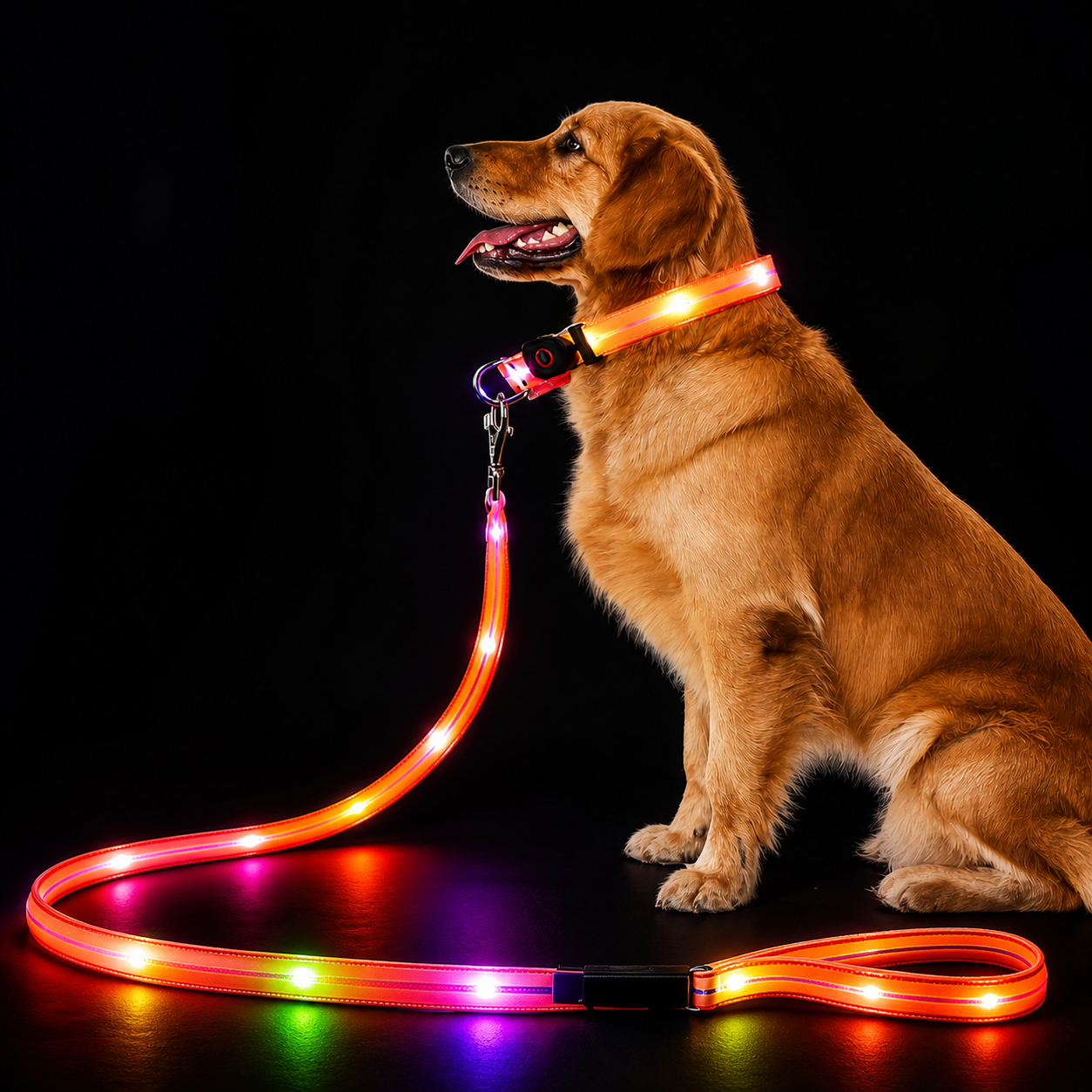 Leuchtendes LED Halsband & Leine für Hunde USB