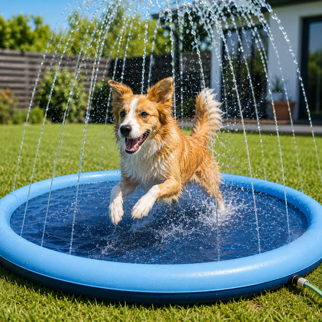 Faltbarer Hundepool mit Wassersprühfunktion