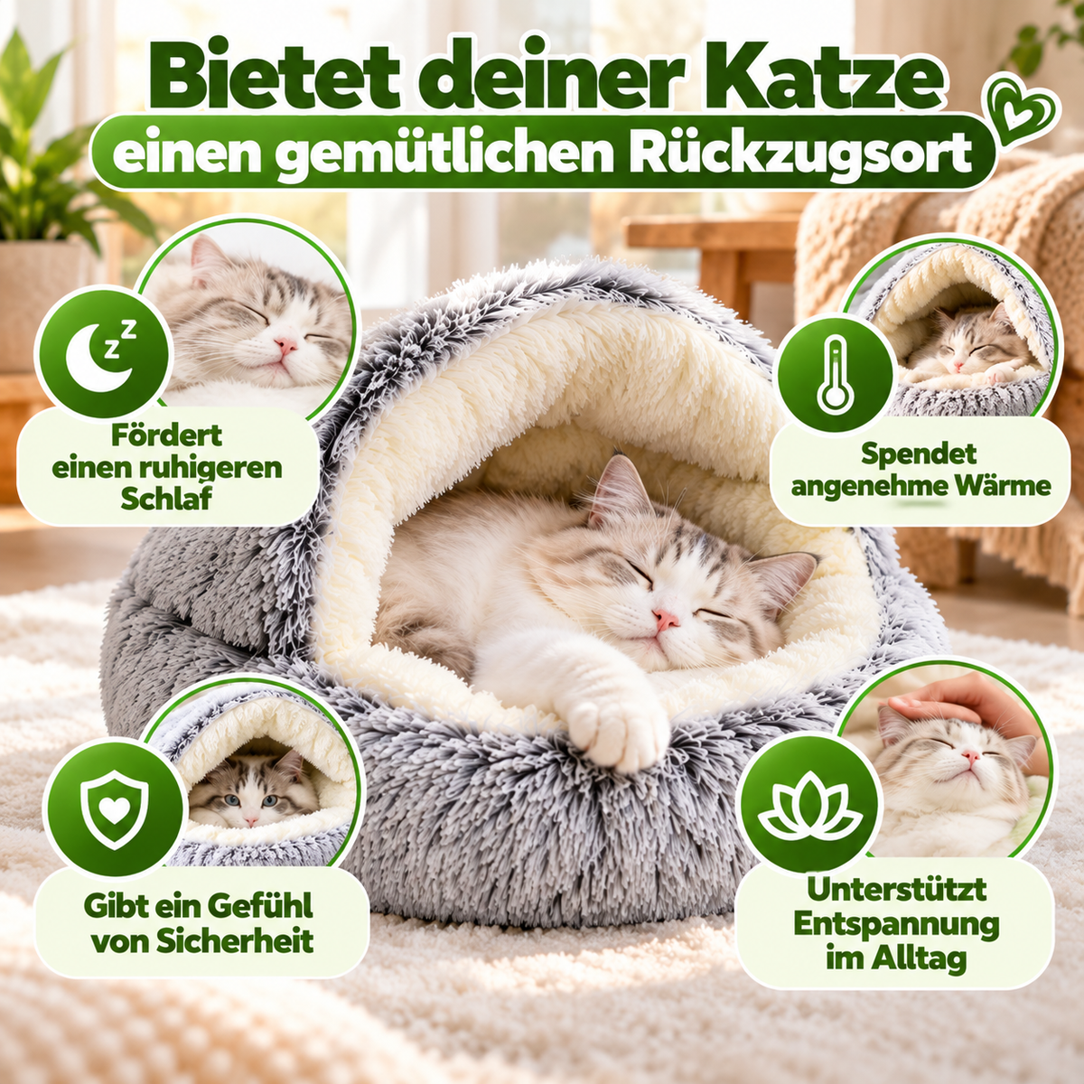 Katzenplüschbett