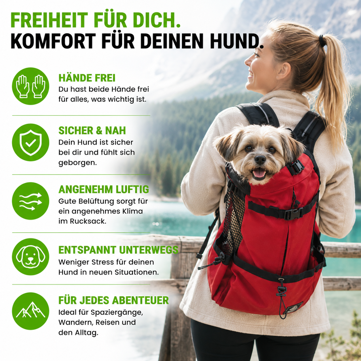 Atmungsaktiver Hunde-Rucksack für kleine & mittelgroße Hunde – sicher & bequem für Reisen, Outdoor & Spaziergänge