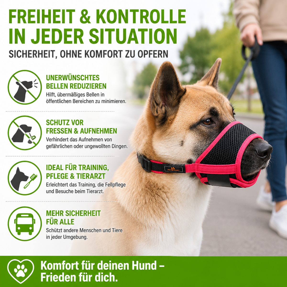 Atmungsaktiver Hunde-Maulkorb mit weicher Passform