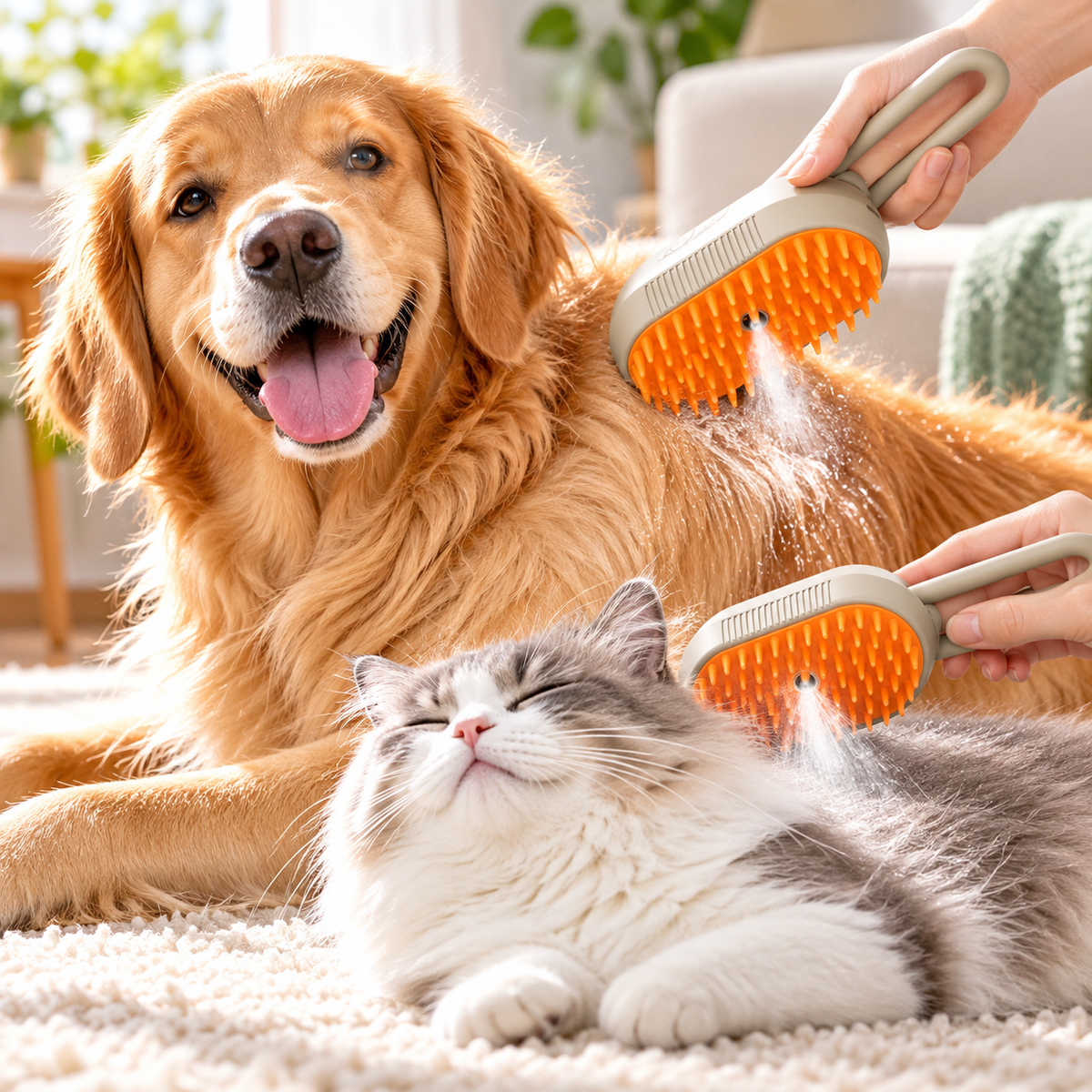 3-in-1 Elektrische Dampfbürste für Hunde & Katzen