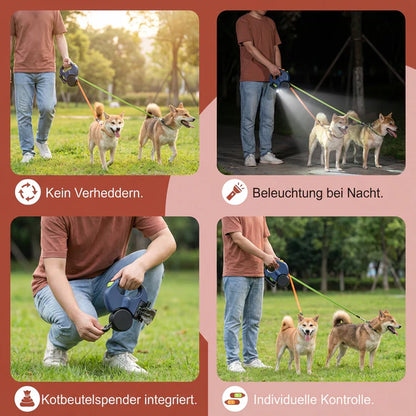 Praktische Anti Wickel Doppel Hundeleine