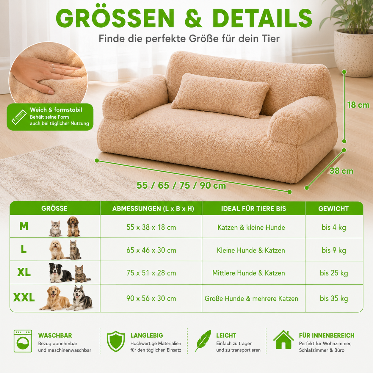 Weiches Haustiersofa für Hunde & Katzen