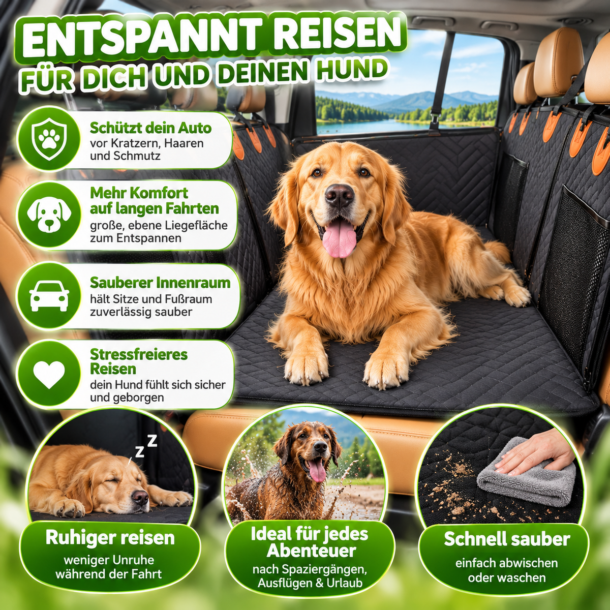 Wasserfester Hängematten-Sitzbezug fürs Auto