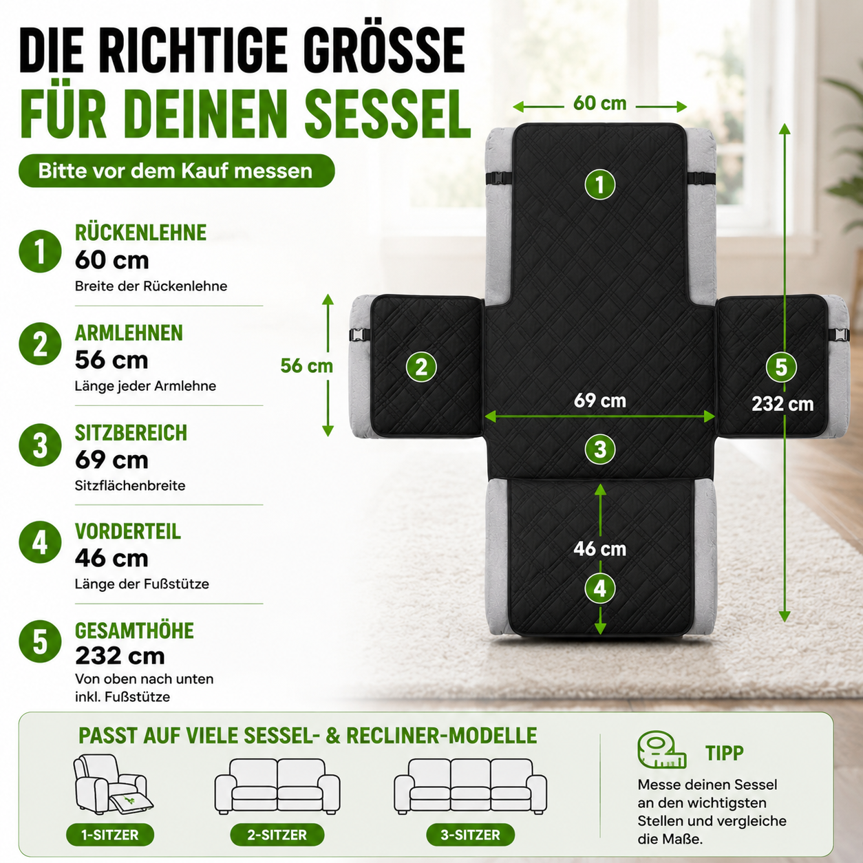 Wasserfester Sessel- & Recliner-Bezug