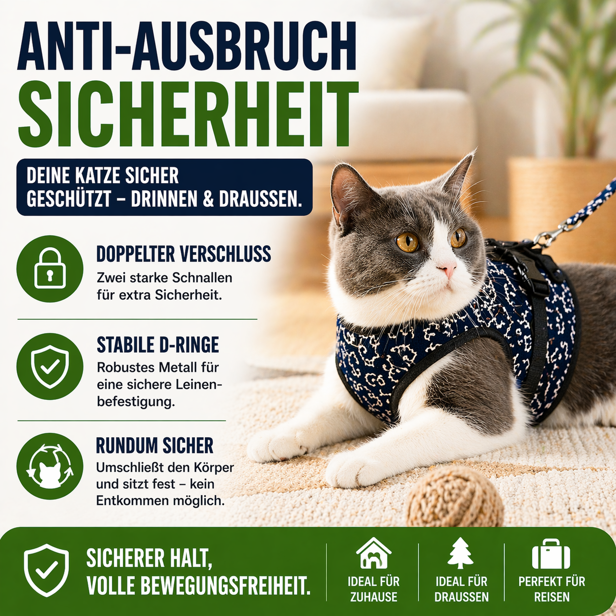 Top Seller: Ultra sicheres & atmungsaktives Katzengeschirr