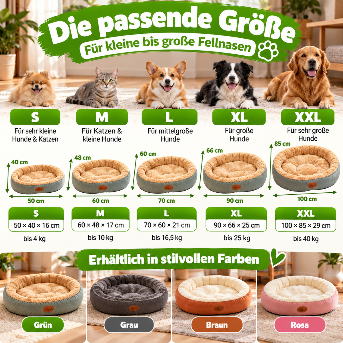 Ovales Plüschbett für Hunde & Katzen