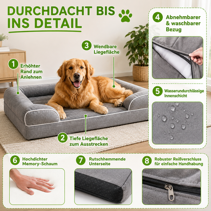 Waschbares Hundesofa mit Memory-Schaum und Wendekissen