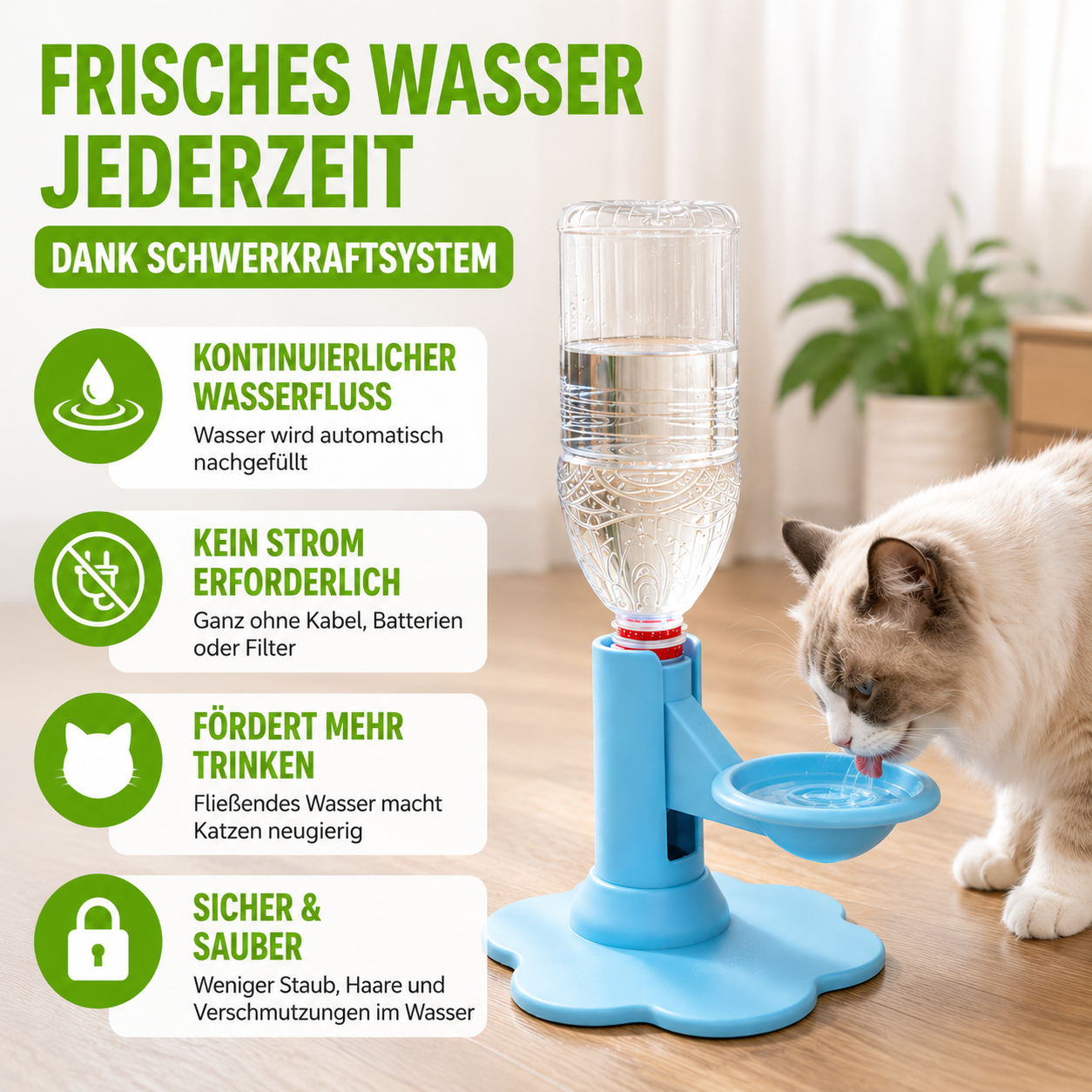 Automatischer Schwerkraft-Trinkspender für Katzen & kleine Hunde