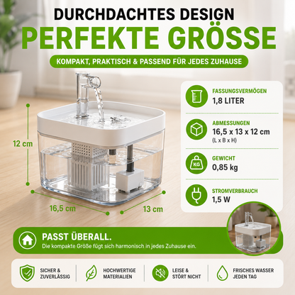 Leiser Katzen Trinkbrunnen mit Filter 1,5L