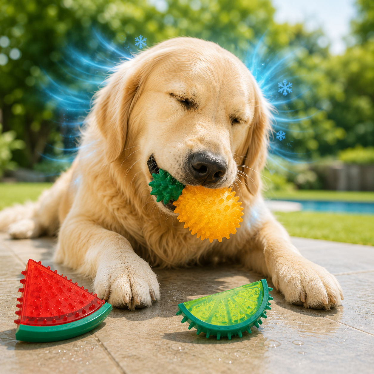 Gefrierbares Hundespielzeug im Frucht-Design