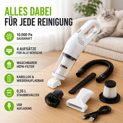 Kabelloser Tierhaarstaubsauger mit HEPA & 4 Aufsätzen