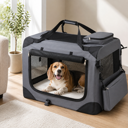 Faltbare Hundebox mit Netzfenstern & Tragetaschen