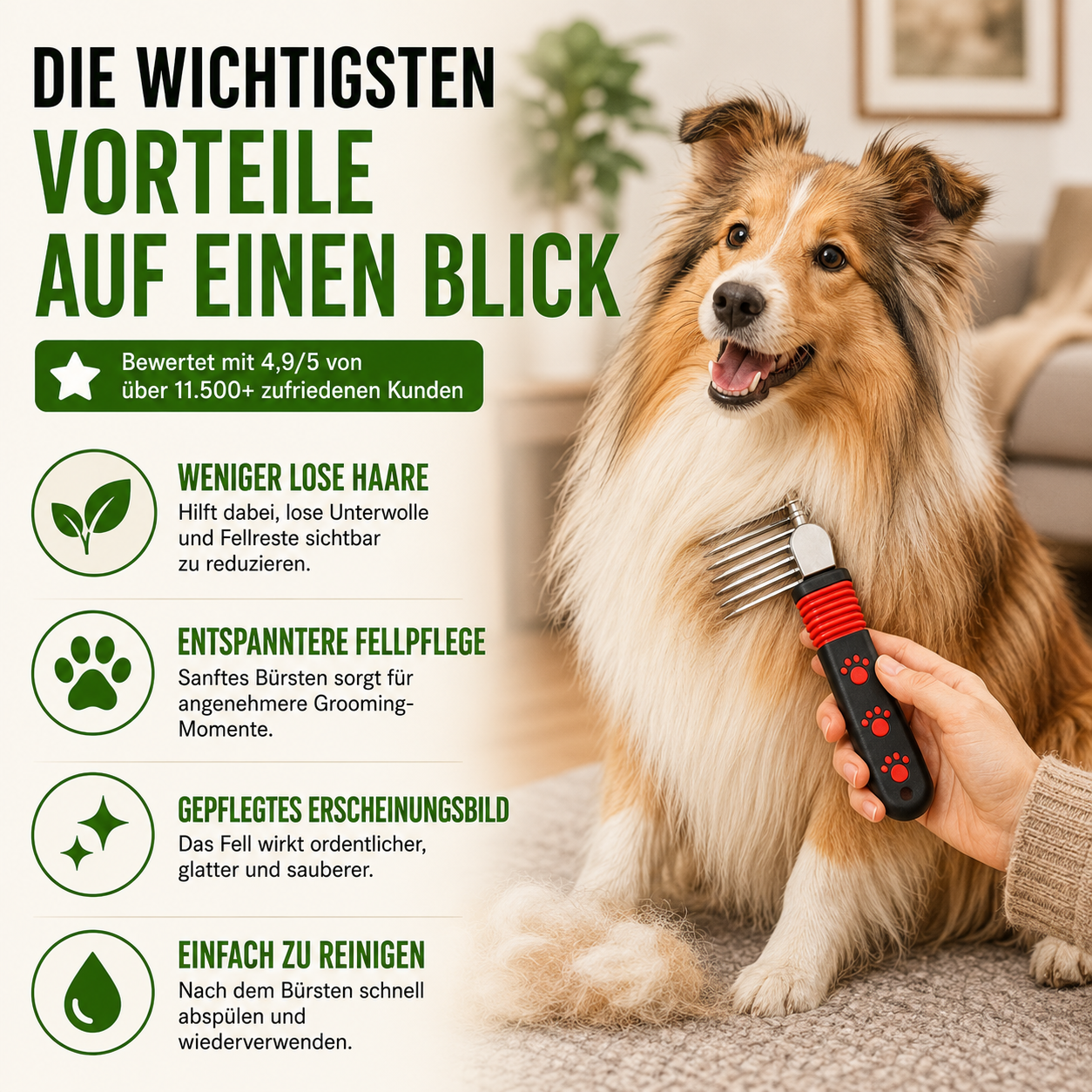 Profi-Entfilzer mit Edelstahlklingen für Hunde & Katzen