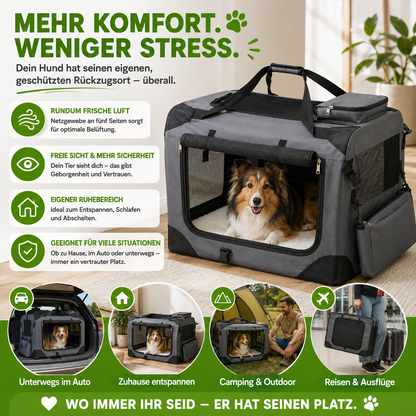 Faltbare Hundebox mit Netzfenstern & Tragetaschen