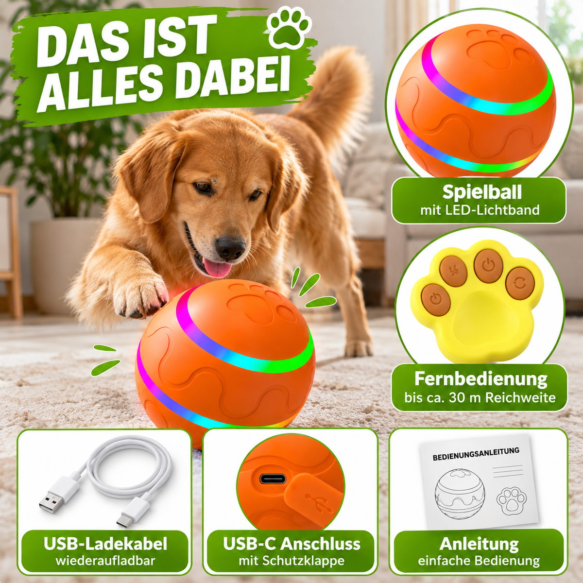 Interaktiver LED-Spielball mit Fernbedienung