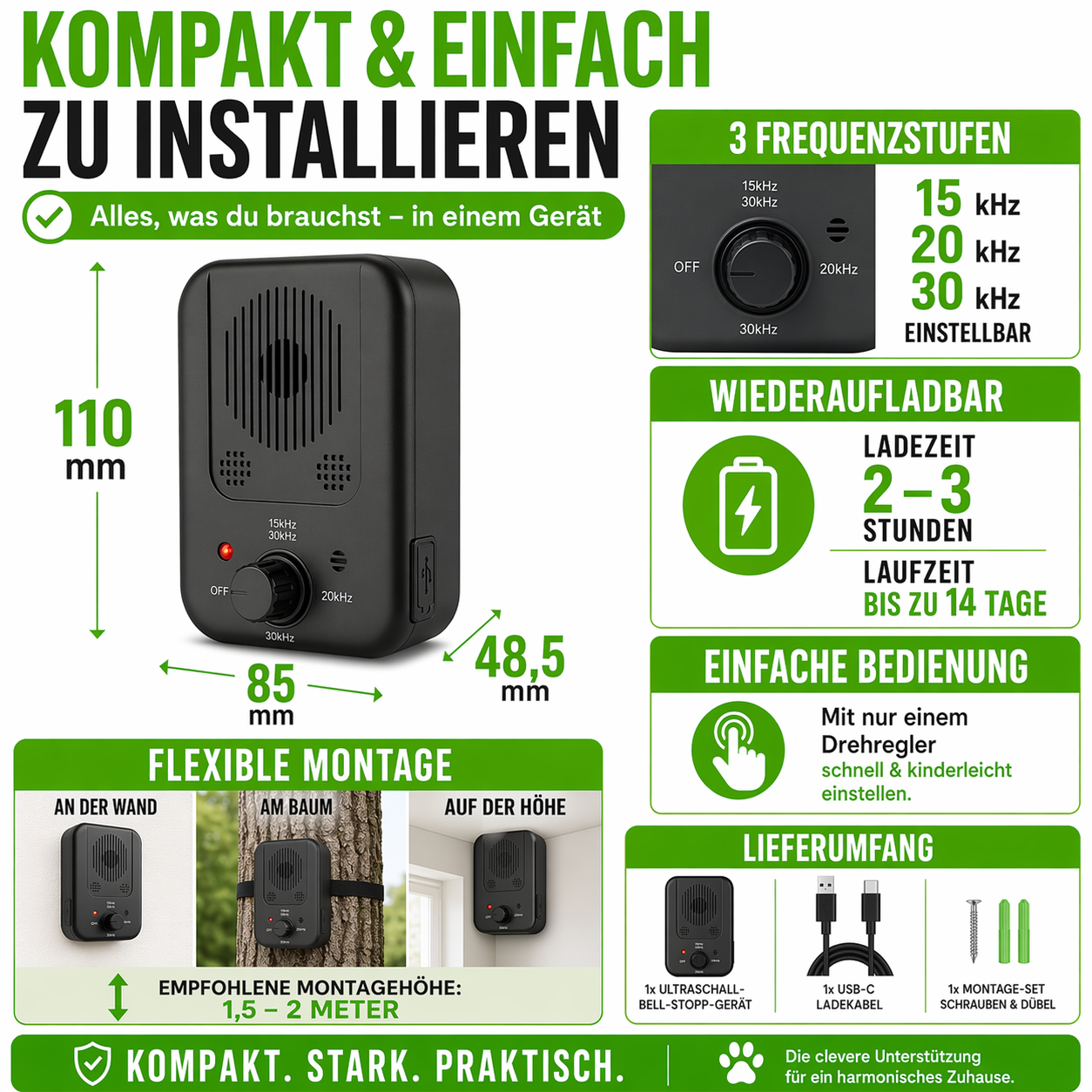Ultraschall-Bell-Stopp-Gerät - Training für Ruhige Hunde
