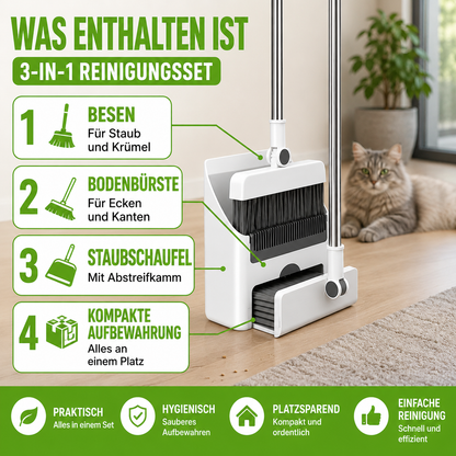 3-in-1 Kehrset mit integriertem Handbesen