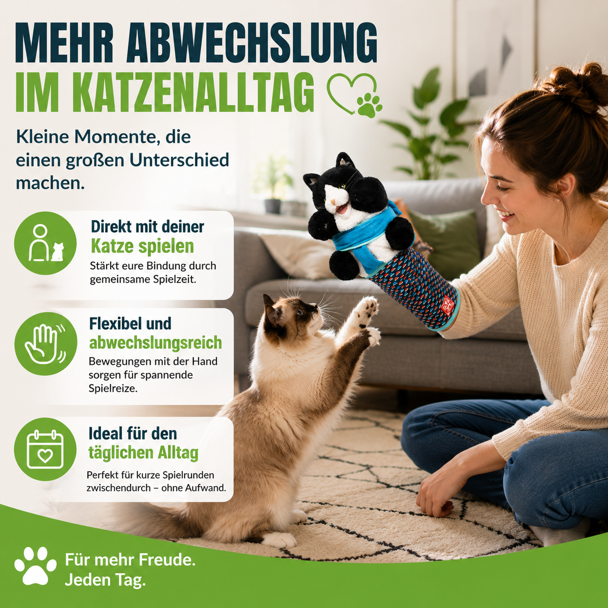 Interaktiver Katzen-Spielhandschuh