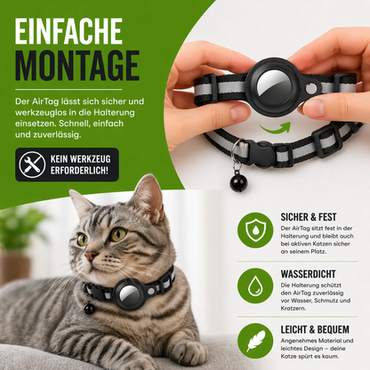 Sicheres Katzenhalsband mit AirTag-Halter & Klingel